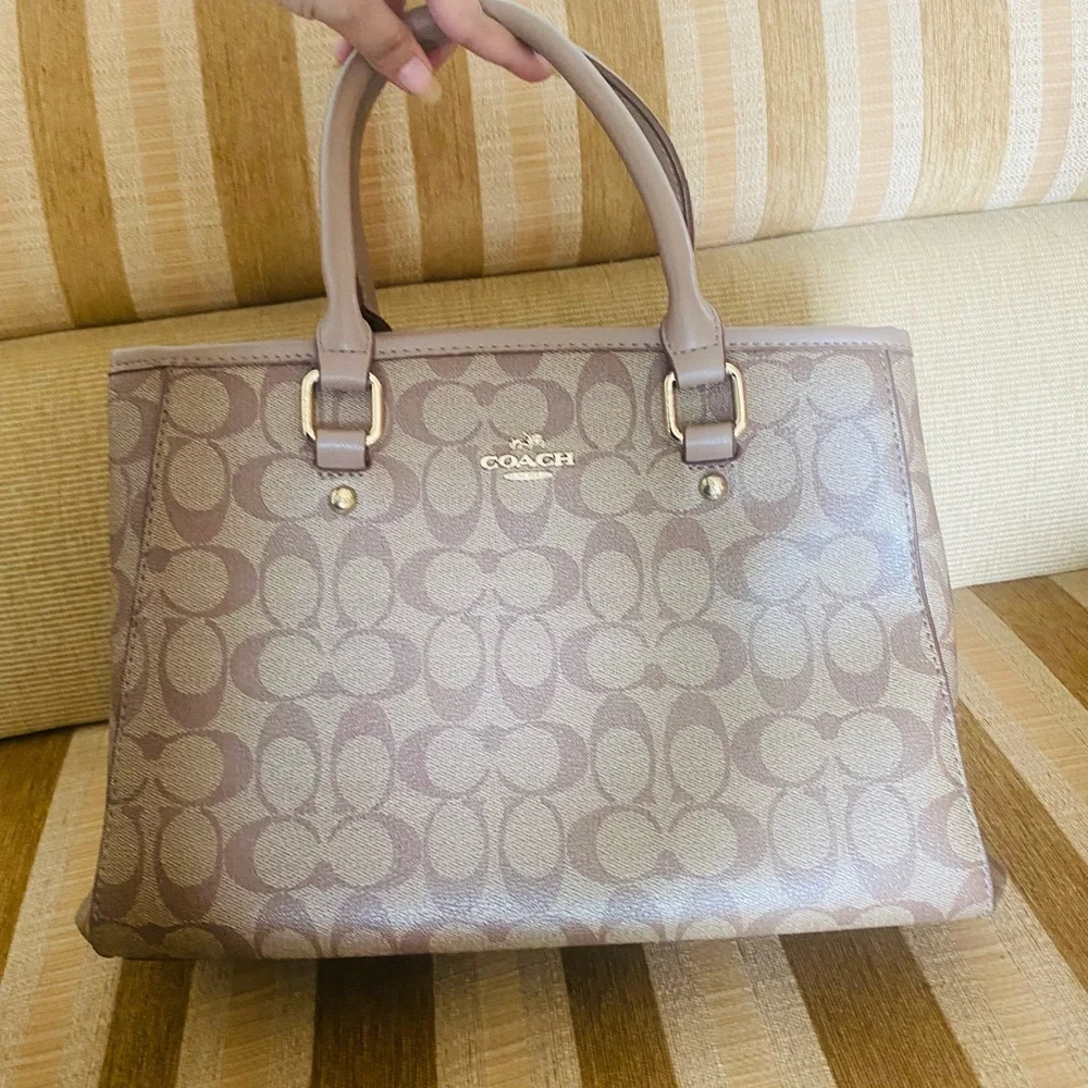 Coach medium signature canvas classic logo bag brown/gold tone 🌸 - Picture 2 of 2